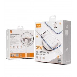 قاعدة شحن لاسلكية لسطح المكتب 15 واط مع 4 منافذ PD/QC3.0 شحن سريع لاجهزة متعددة متوافقة مع ايربودز، ايفون، سامسونج، التابلت، تدعم كيو اي، اجهزة نوع سي وUSB-A